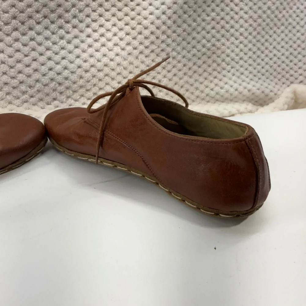 Swiss Barefoot Shoes Size 40EU US 7.5/9 Brown Leather Minimalist Oxford Lace Up